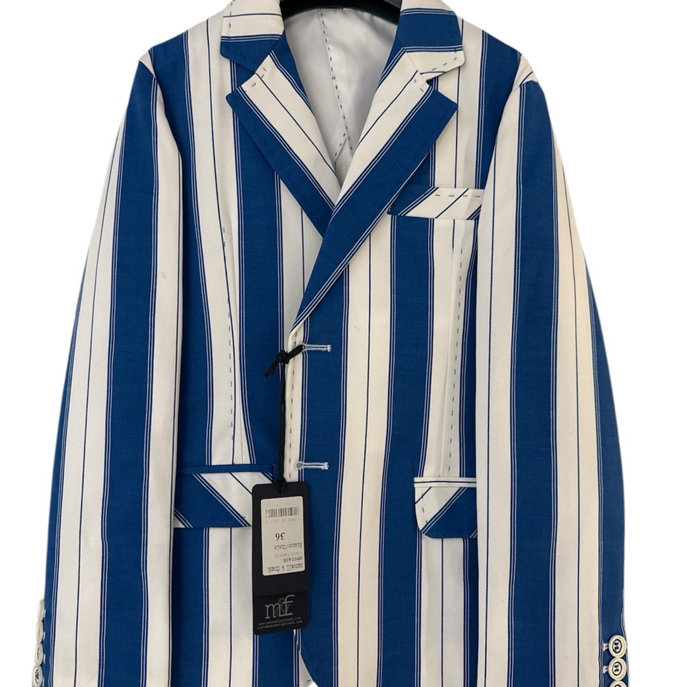 Nautical Blue and White Sport Coat with Modern Slim Fit